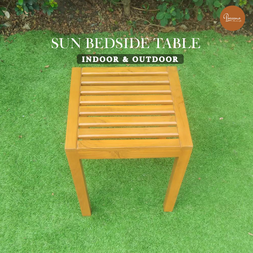 โต๊ะข้างไม้สัก PAREENA DECOR รุ่น BST-004,ขนาด 40X40X45 ซม. สีไม้ธรรมชาติ_1